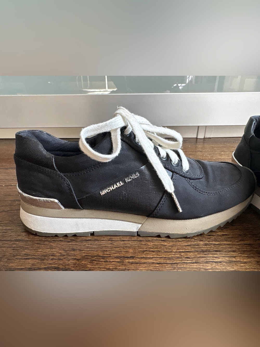 Michael Kors Kids Black Sneakers with White Laces
